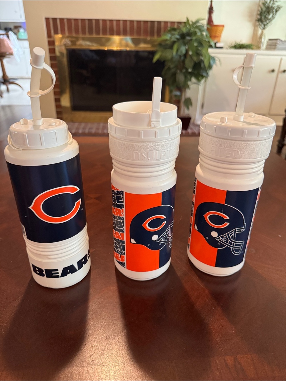 Chicago Bears Insulated White and Navy Sports Water Bottles - set of (3) NWOT